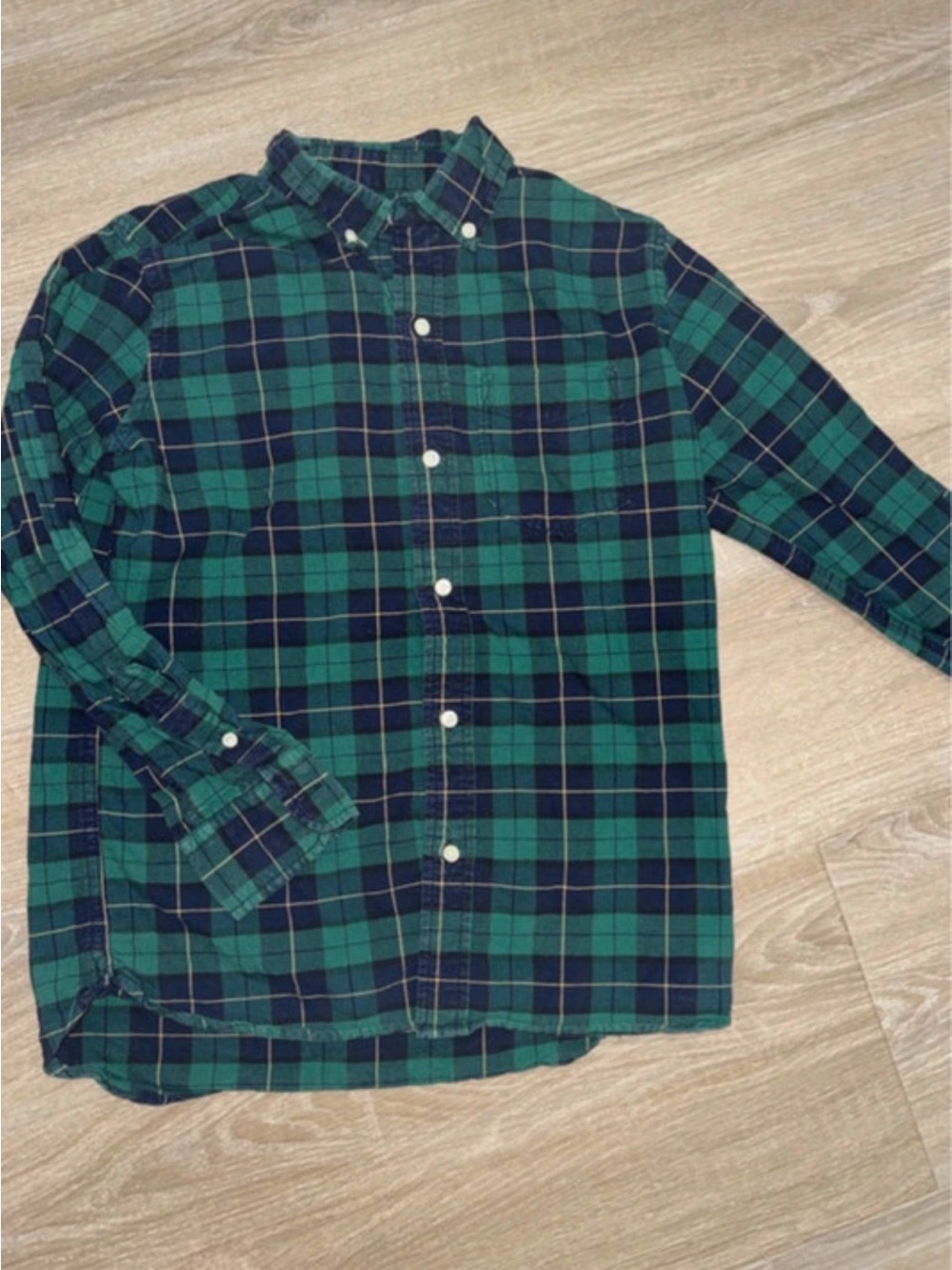 Boys  Green and Navy Plaid Button-Down Shirt